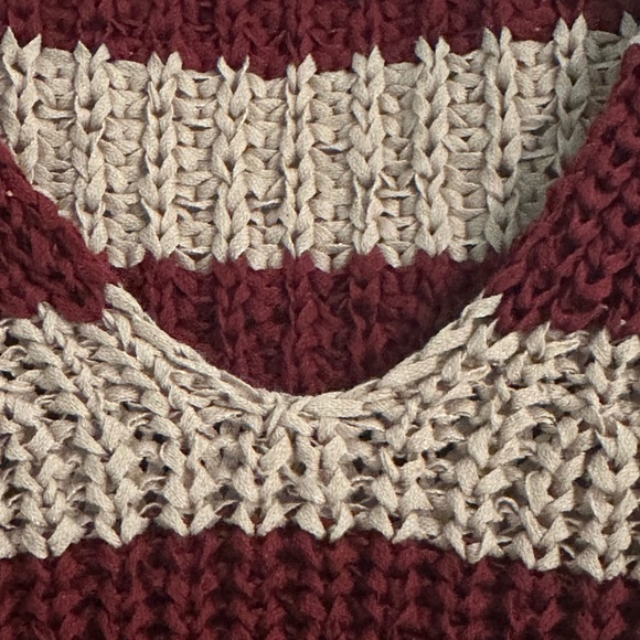 J. Crew Burgundy and Cream V-Neck Sweater - Picture 3 of 3